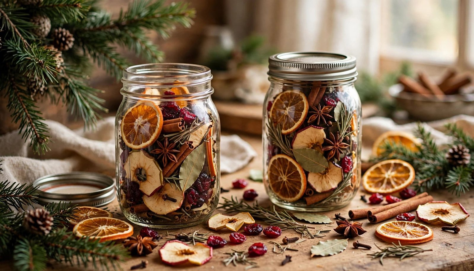 Homemade Christmas Potpourri Recipe in Mason Jars