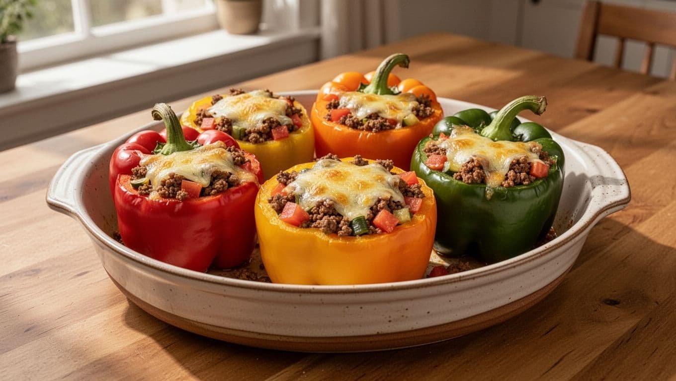 Healthy Stuffed Peppers With Ground Beef and No Rice