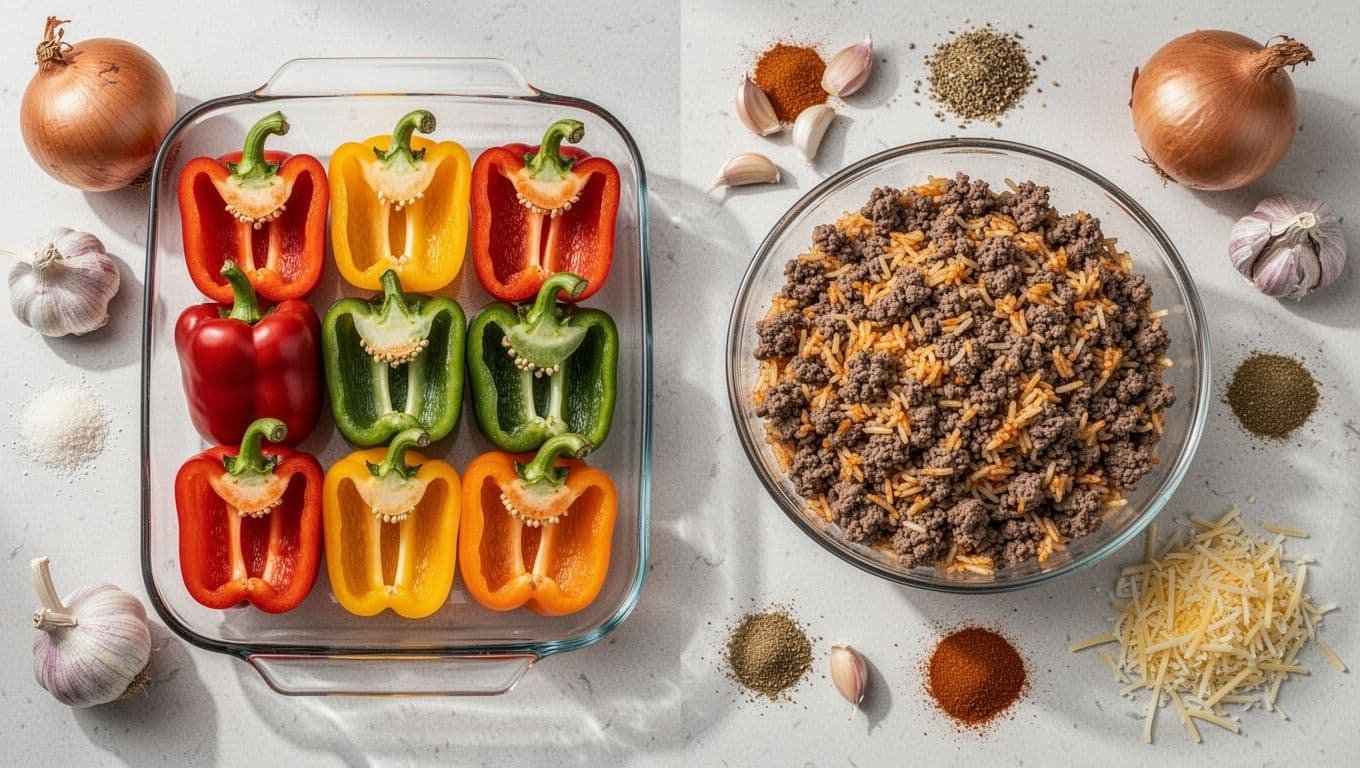 Easy Mexican Stuffed Bell Peppers With Ground Beef and Rice