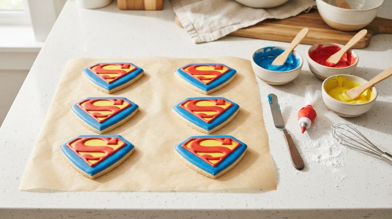Homemade Superman Cookies for Kids Birthday Parties