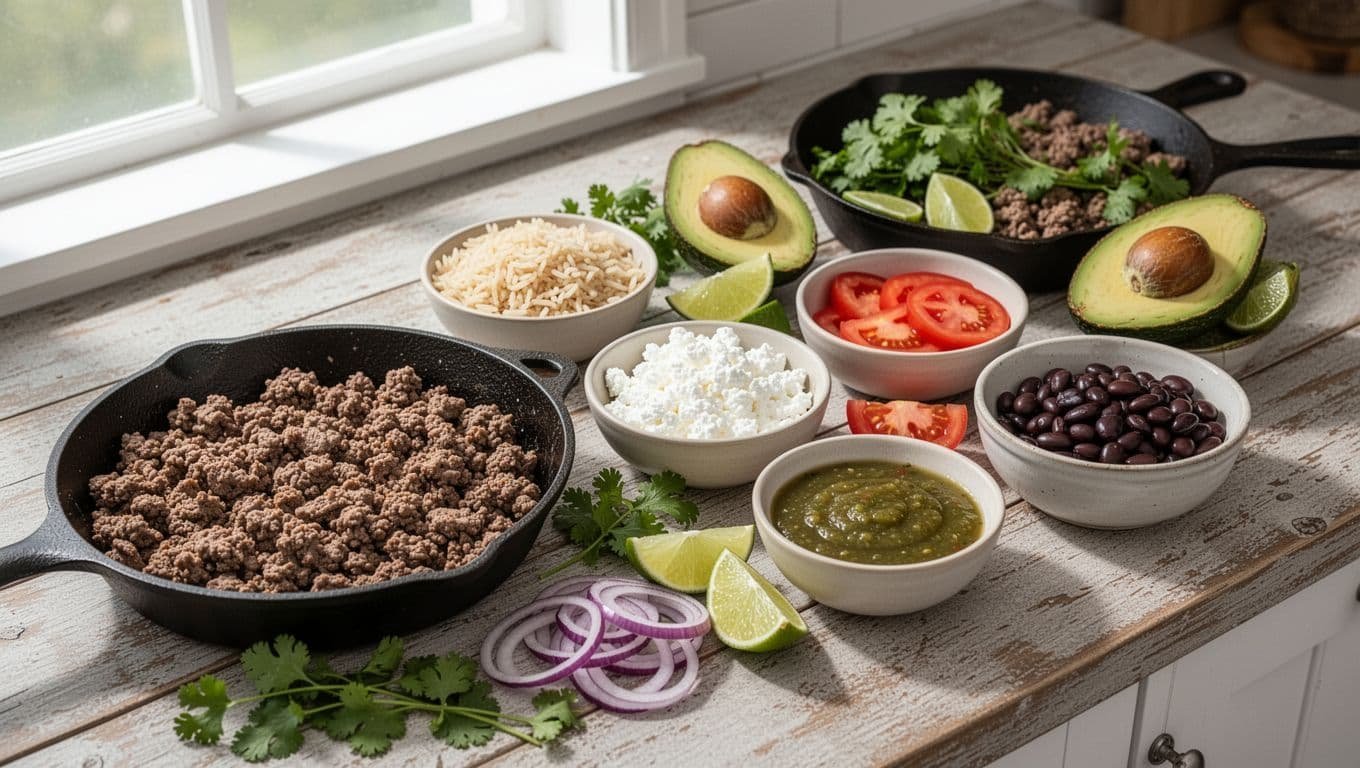 Easy Avocado Verde Taco Beef Cottage Cheese Bowl