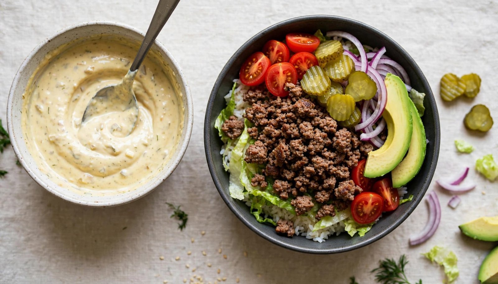 Easy Healthy Burger Bowl Recipe for Dinner With Rice