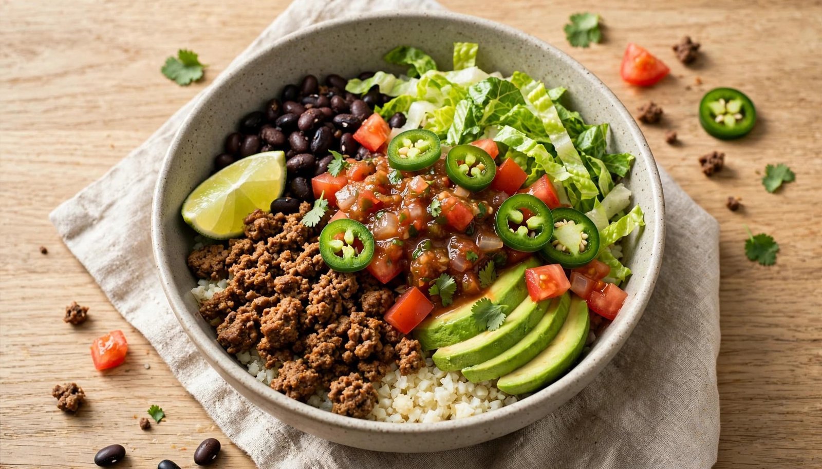 Easy Ground Beef Taco Bowls for a High Protein Meal